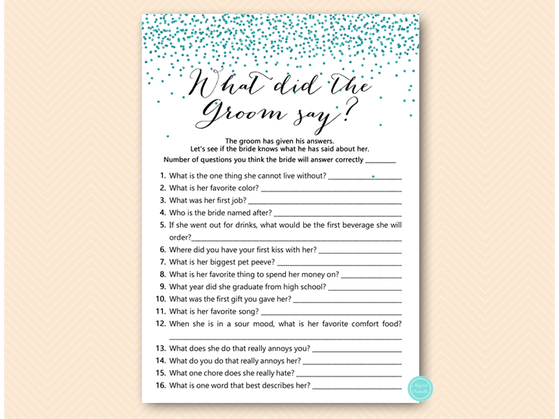 Teal Glitter Bridal Shower Games Package – Printabell • Express