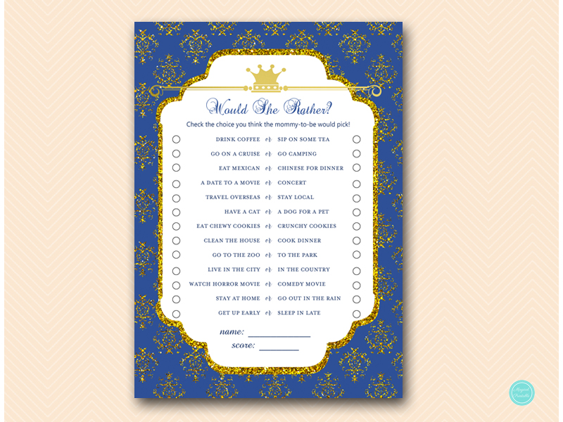 Navy Royal Prince Baby Shower Games Package – Printabell • Express