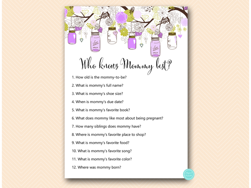 Purple Mason Jar Baby Shower Game Package – Printabell • Express