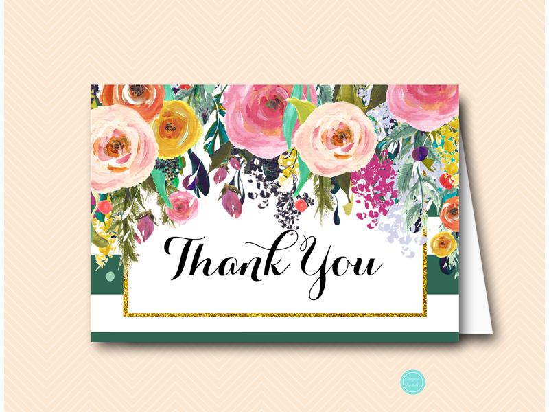 Forest Green Garden Thank You card – Printabell • Express