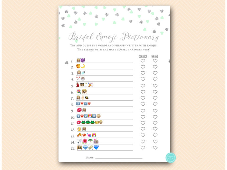 Silver and Mint Bridal Shower Game Pack – Printabell • Express