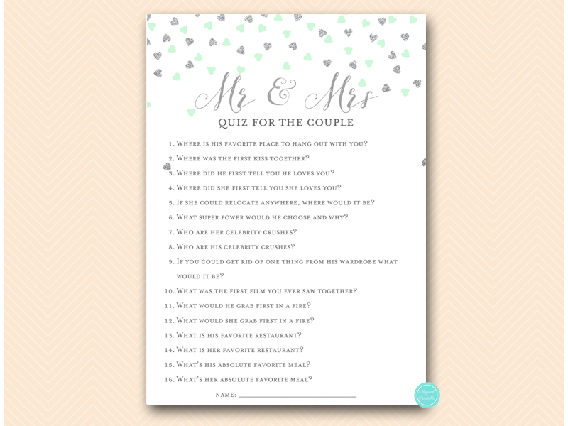 Silver and Mint Bridal Shower Game Pack – Printabell • Express