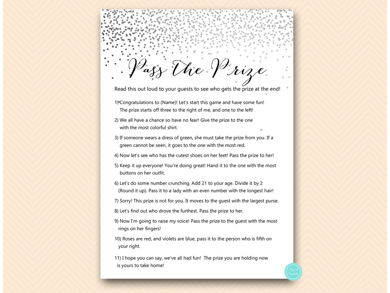 Silver Confetti Bridal Shower Games – Printabell • Express