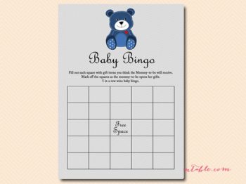 Teddy Bear Baby Shower Bingo – Blank – Printabell • Express