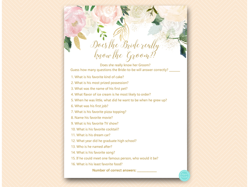 Pink Blush And Bluff Floral Bridal Shower Games Printabell • Express