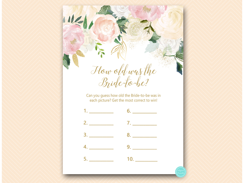 Pink Blush and Bluff Floral Bridal Shower Games – Printabell • Express