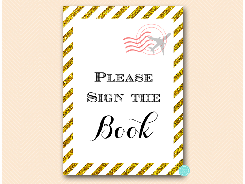 Gold Stripes Travel Themed Party Signs – Printabell • Express