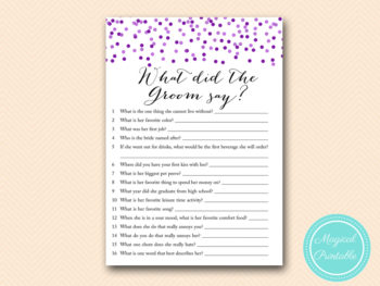 Purple Bridal Shower Games Package – Printabell • Express