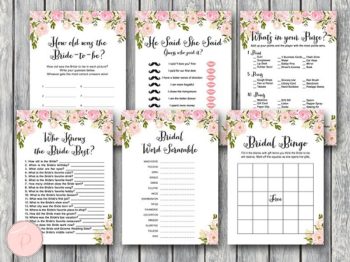 Pink Peonies Bridal Shower Game Pack – Printabell • Express