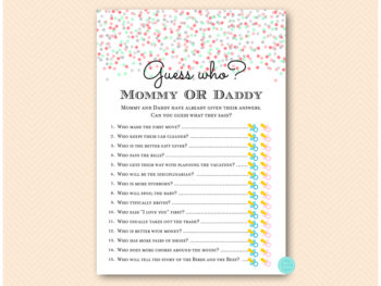 Coral Mint Grey Confetti Baby Shower Games – Printabell • Express