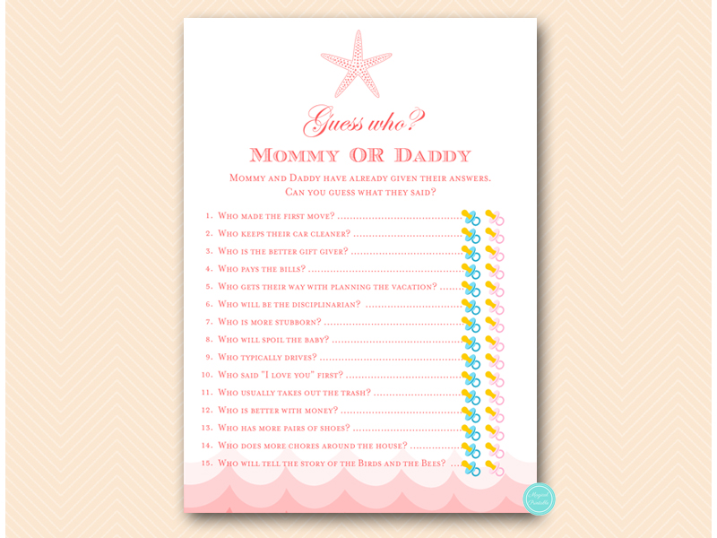 Coral Beach Baby Shower Game Printables – Printabell • Express