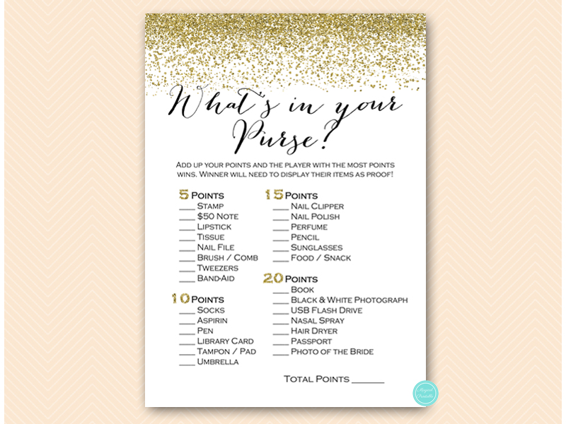 Gold Glitter Bridal Shower | Bachelorette Games – Printabell • Express