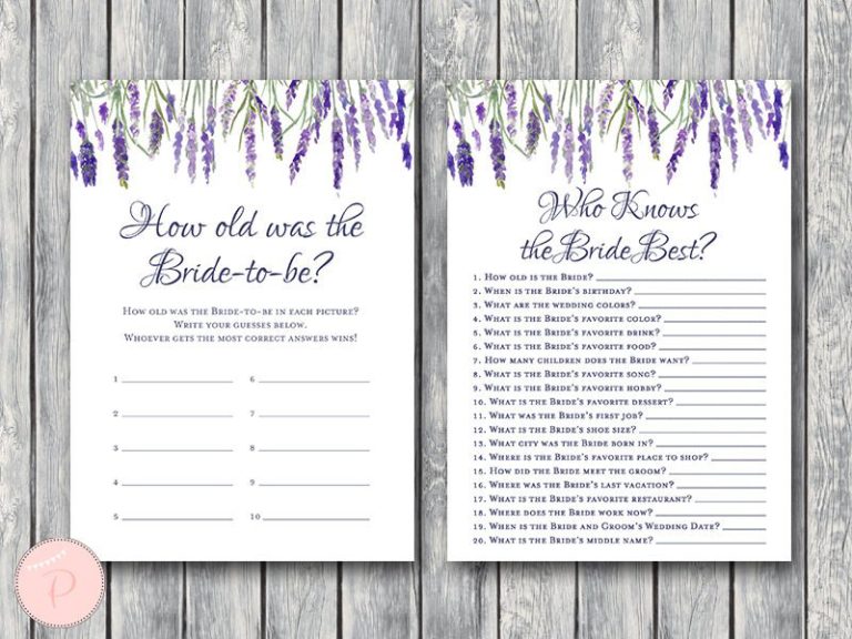 Lavender Bridal Shower Games Package – Printabell • Express