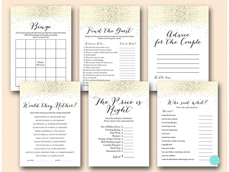 Gold Same Sex Wedding Shower Games Package Printabell Express My Xxx 