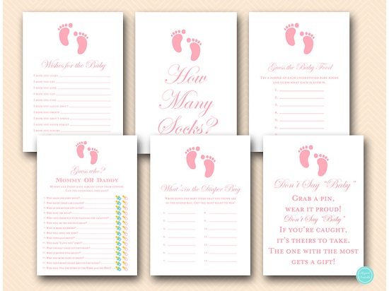 Pink Feet Baby Shower Game Package Deal Printabell Express