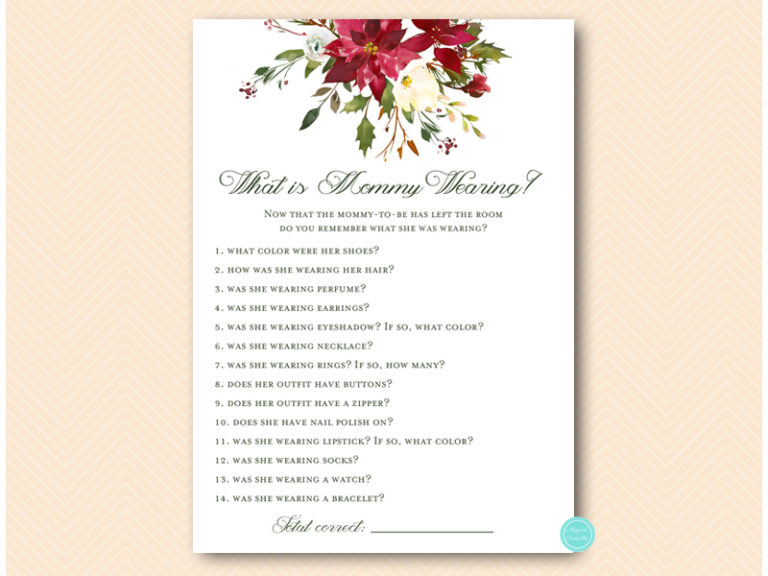 Red Flower Christmas Baby Shower Games – Printabell • Express