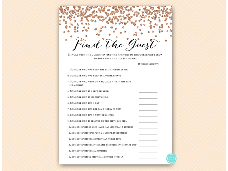 Rose Gold Glitter Birthday Girl Games – Printabell • Express