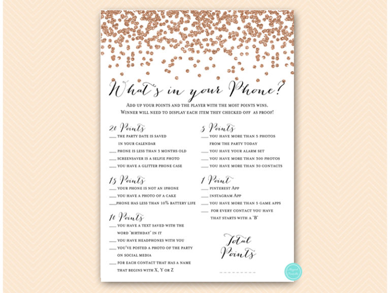 Rose Gold Glitter Birthday Girl Games – Printabell • Express