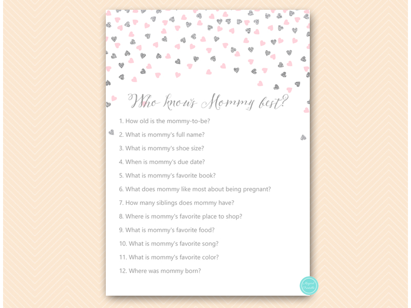 Pink and Silver Heart Confetti Baby Shower Bundle – Printabell • Express