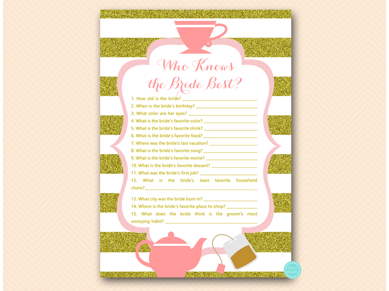 Tea Party Bridal Shower Games Printabell • Express 