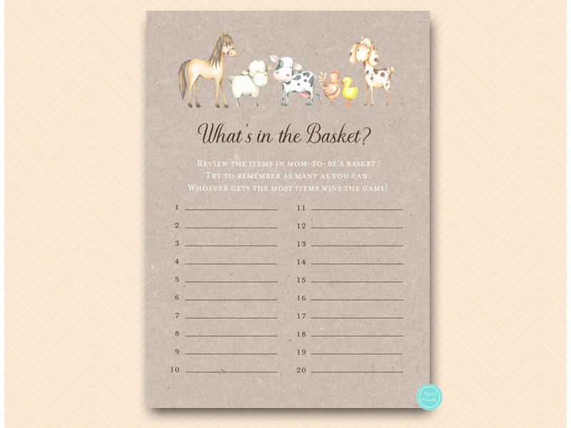 Farm Animals Baby Shower Games Pack – Printabell • Express