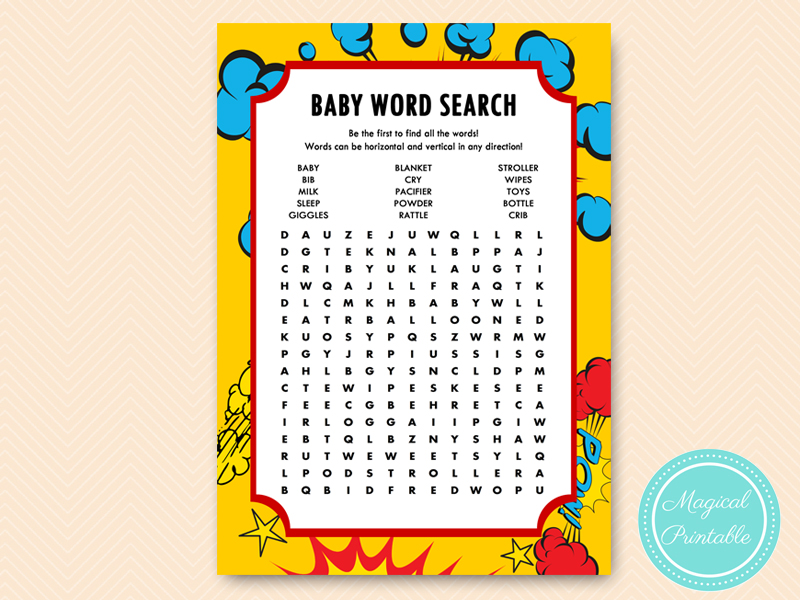 Superhero Baby Shower Games Pack – Printabell • Express