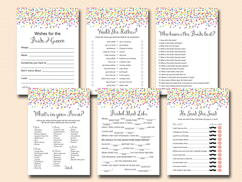 Sprinkled with Love Confetti Bridal Shower Games – Printabell • Express