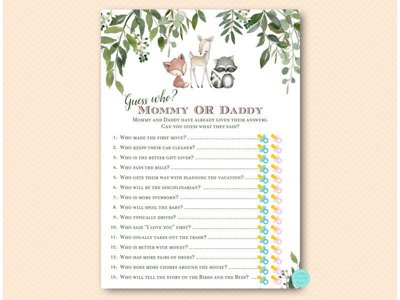 Greenery Woodland Baby Shower Games MEGA Bundle – Printabell • Express