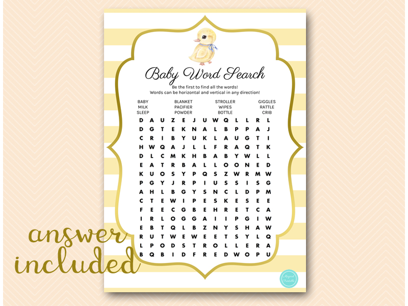 Yellow and Gold Duck Baby Shower Game Bundle – Printabell • Express