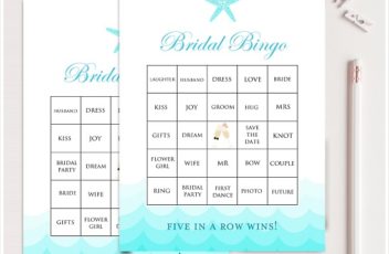 beach bridal shower prefilled bingo cards