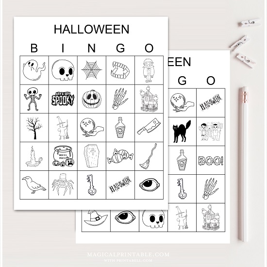 100 Halloween Bingo & Coloring Cards – Printabell • Express