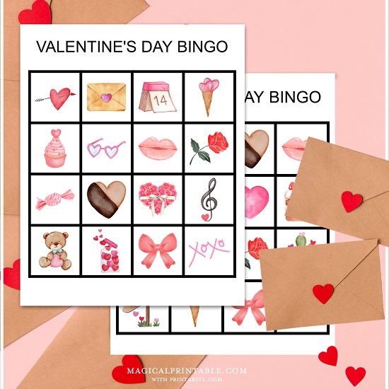 100x Valentine’s Day Bingo Cards (4×4 & 5×5) – Printabell • Express