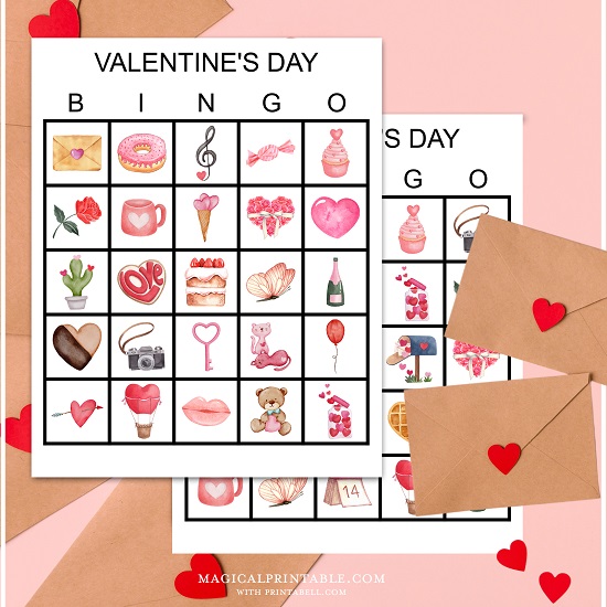 100x Valentine’s Day Bingo Cards (4×4 & 5×5) – Printabell • Express