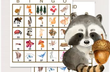 printable woodland animals bingo cards