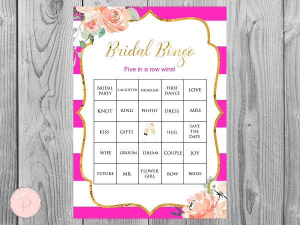 hot pink prefilled bridal shower cards