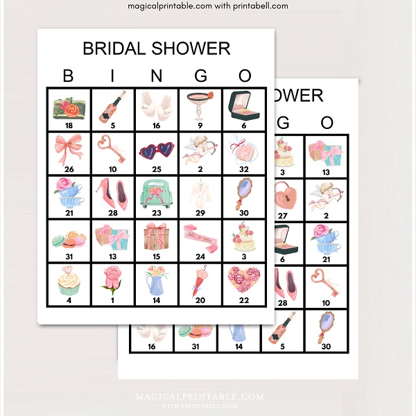 printable bridal shower bingo