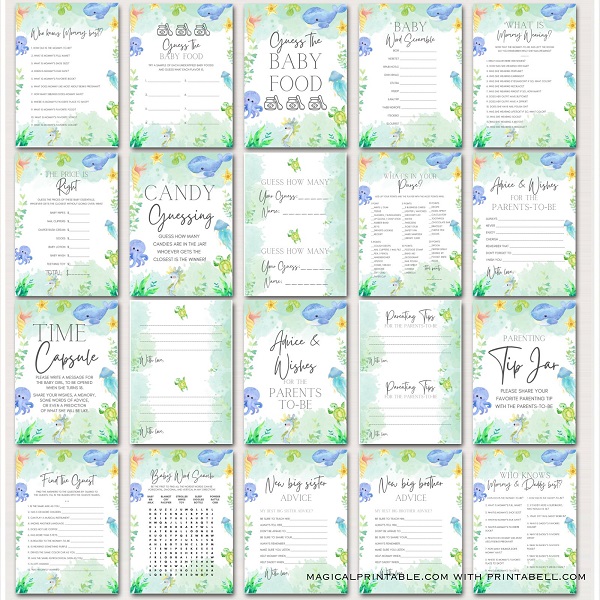 Under the Sea Baby Shower Games printables