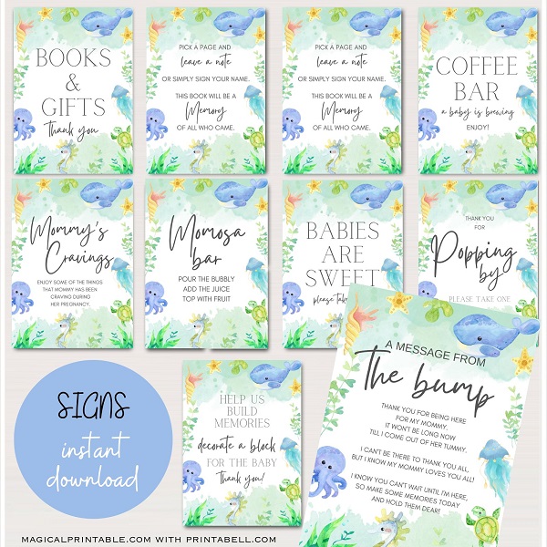 Under the Sea Baby Shower signs