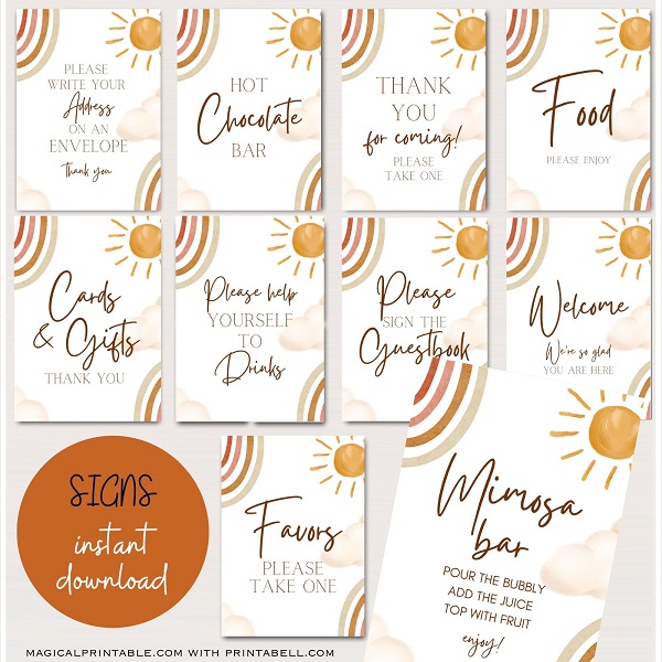 sunshine themed party signs