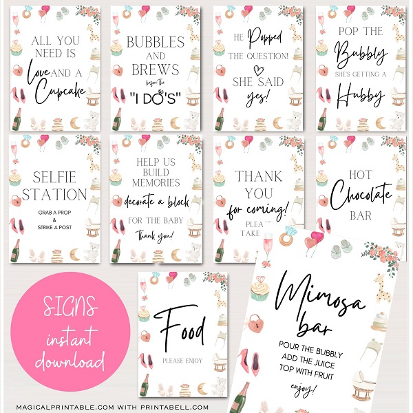 Combined Baby Shower and Bridal Shower game printable