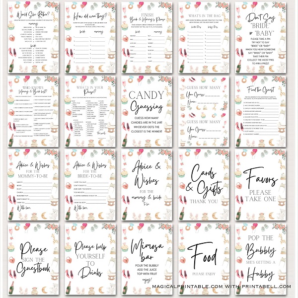 Joint baby shower and bridal shower games printable