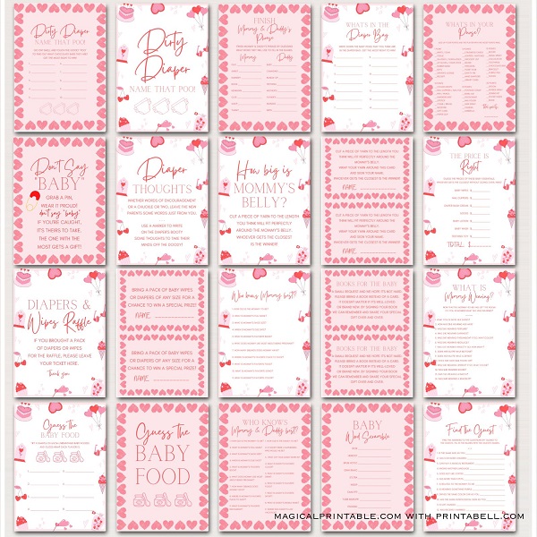 Printable Valentines Baby Shower Games