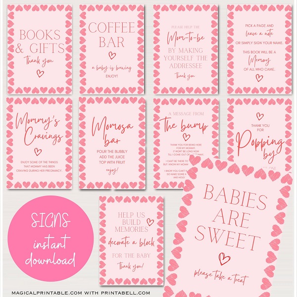 Printable Valentines Baby Shower Signs