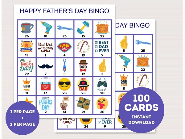 printable fathers day bingo cards