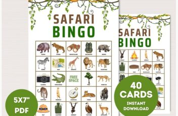 printable safari bingo cards with pictures