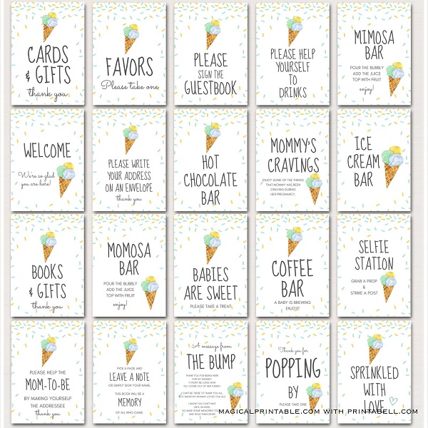 Ice Cream Sprinkle Baby Shower signs