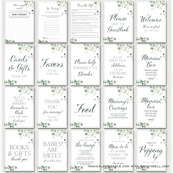 Succulent Baby Shower Games Bundle - Greenery baby shower