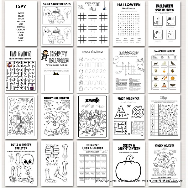 halloween kids activity book sheets coloring printable