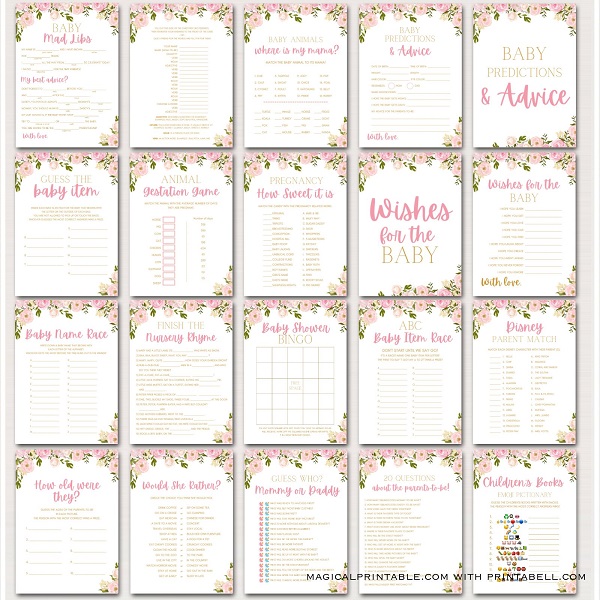 pink peonies baby shower games - garden baby shower