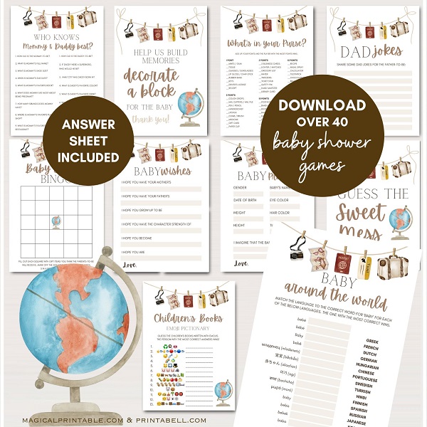 Adventure Awaits Baby Shower Games Bundle